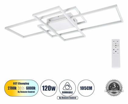 GloboStar Quadra Πλαφονιέρα 105εκ. LED με Τηλεχειριστήριο από το Designdrops