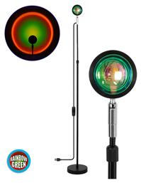 GloboStar Rainbow Green 180° LED Φωτιστικό Δαπέδου Υ94εκ. Μαύρο