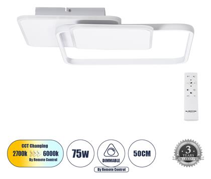 GloboStar Squaro Πλαφονιέρα Οροφής με Ενσωματωμένο LED σε Λευκό χρώμα 51cm από το Designdrops