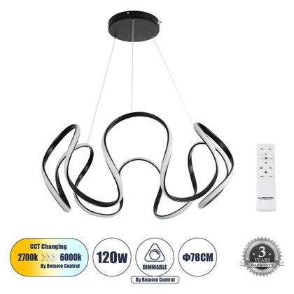 GloboStar Tarantula Κρεμαστό Φωτιστικό LED με Ρυθμιζόμενο Λευκό Φως Μαύρο 78x31.5εκ.