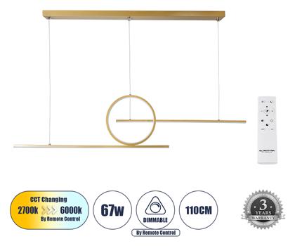 GloboStar Tereza Μοντέρνο Κρεμαστό Φωτιστικό με Ενσωματωμένο LED σε Χρυσό Χρώμα από το Designdrops