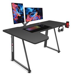 Γωνιακό Γραφείο Gaming Hero 7.7 με LED & USB θύρες 160x100x75εκ. Μαύρο από το Polihome