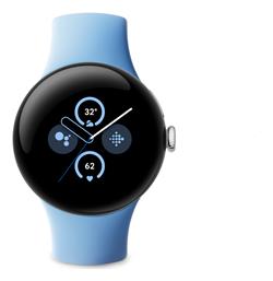 Google Pixel Watch 2 41mm Polished Silver Aluminium Case/Bay Active Band