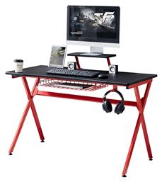 Γραφείο Gaming Petrosys 120x60.5x90εκ. Μαύρο / Κόκκινο