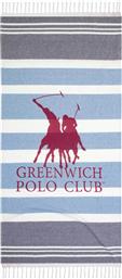 Greenwich Polo Club Πετσέτα Θαλάσσης Παρεό με Κρόσσια Γαλάζια 170x80εκ.