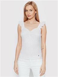 Guess Αμάνικη Γυναικεία Μπλούζα Καλοκαιρινή Πουά Λευκή από το Plus4u