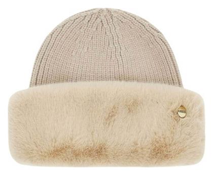 Guess Beanie Γυναικείος Σκούφος Πλεκτός σε Μπεζ χρώμα από το Modivo