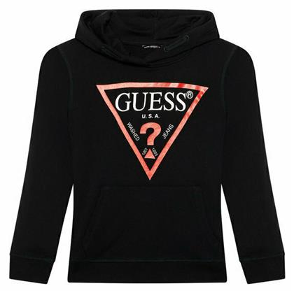 Guess Fleece Παιδικό Φούτερ με Κουκούλα και Τσέπες Μαύρο από το Spartoo