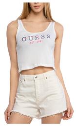 Guess Γυναικείο Crop Top Αμάνικο Καλοκαιρινό Λευκό από το Plus4u