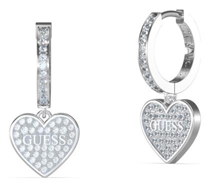 Guess Huggie Me Γυναικεία Σκουλαρίκια Κρίκοι από Ατσάλι με Πέτρες