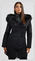 Guess Μακρύ Γυναικείο Puffer Μπουφάν για Χειμώνα Μαύρο