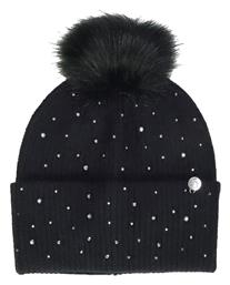 Guess Pom Pom Beanie Γυναικείος Σκούφος Πλεκτός σε Μαύρο χρώμα