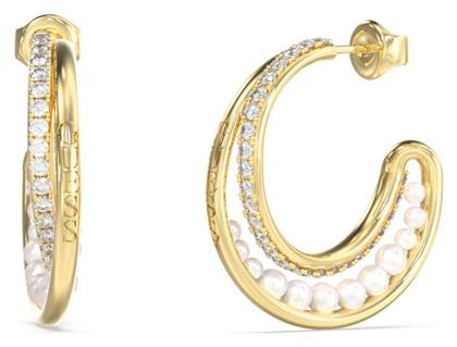 Guess Σκουλαρίκια Κρίκοι από Ατσάλι Επιχρυσωμένα με Πέρλες