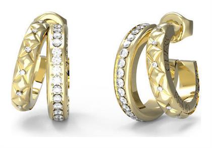 Guess Σκουλαρίκια Κρίκοι από Ατσάλι Επιχρυσωμένα με Πέτρες