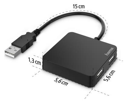 HAMA USB 2.0 Hub 4 Θυρών με σύνδεση USB-A από το e-shop