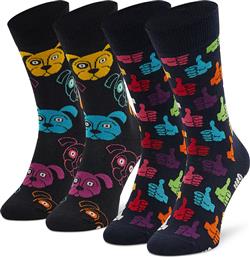 Happy Socks Ανδρικές Κάλτσες με Σχέδια Μαύρες 2Pack από το Plus4u
