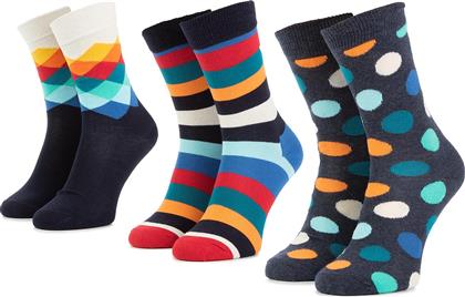 Happy Socks Ανδρικές Κάλτσες με Σχέδια Πολύχρωμες 3Pack από το Clodist