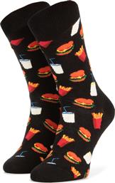 Happy Socks Hamburger Ανδρικές Κάλτσες με Σχέδια Μαύρες από το Plus4u