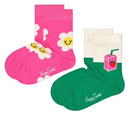 Happy Socks Παιδικές Κάλτσες Μακριές Smiley Daisy Φούξια 2 Ζευγάρια
