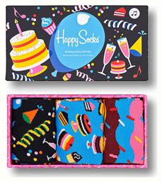 Happy Socks Playing Happy Birthday Unisex Κάλτσες Πολύχρωμες 3Pack XBIR08-9300 από το New Cult