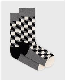 Happy Socks U Filled Optic Ανδρικές Κάλτσες με Σχέδια Γκρι από το Z-mall