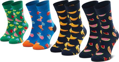 Happy Socks Ανδρικές Κάλτσες με Σχέδια Πολύχρωμες 4Pack από το Plus4u