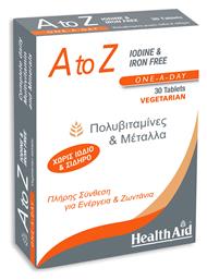 Health Aid A To Z Iodine & Iron Free Πολυβιταμίνη 30 ταμπλέτες