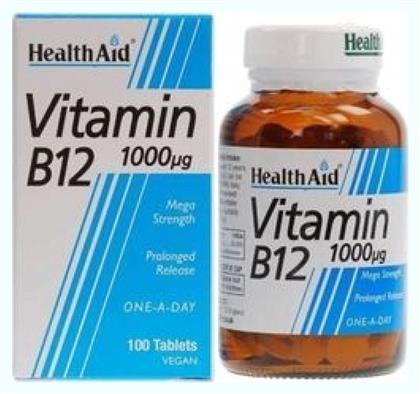 Health Aid B12 100 Tabs Βιταμίνη 1000mcg 100 ταμπλέτες 100τμχ