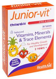 Health Aid Junior-Vit Πολυβιταμίνη Tutti Frutti 30 x { chew_tabs | divided_by:temaxia }} μασώμενες ταμπλέτες 30τμχ