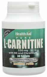 Health Aid Pure L-Carnitine 550mg 30 x 1 ταμπλέτες