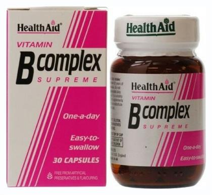 Health Aid Vitamin B Complex Supreme 30 caps Βιταμίνη για Ενέργεια, Ενίσχυση του Ανοσοποιητικού & το Νευρικό Σύστημα 30 κάψουλες