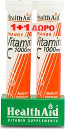 Health Aid Vitamin C 1000mg 2x Βιταμίνη για Ενέργεια & Ανοσοποιητικό 1000mg Πορτοκάλι 40 αναβράζοντα δισκία από το Pharm24