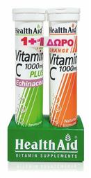 Health Aid Vitamin C 1000mg Plus Echinacea Πολυβιταμίνη 1000mg Πορτοκάλι 2 x 20 αναβράζοντα δισκία