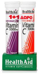 Health Aid Vitamin C Blackcurrant + Vitamin C Orange Βιταμίνη 1000mg Πορτοκάλι 40 αναβράζοντα δισκία