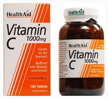 Health Aid Vitamin C Rosehip & Acerola 1000mg 100tabs Βιταμίνη 500mg 100 μασώμενες ταμπλέτες