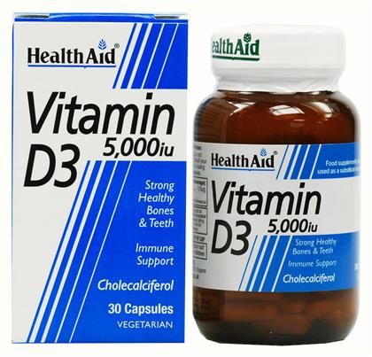 Health Aid Vitamin D3 Βιταμίνη για Ανοσοποιητικό 5000iu 30 φυτικές κάψουλες από το Pharm24