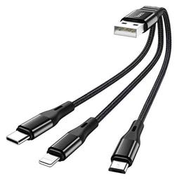 Hoco Braided USB to Lightning / Type-C / micro USB Cable Μαύρο 0.25m (X47 Harbor) από το Public