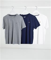 Hollister 3 pack crew neck t-shirt seagull logo slim fit in white/grey/navy-Multi από το Asos