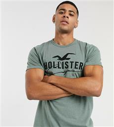 Hollister large front logo t-shirt in washed olive-Green από το Asos