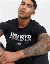 Hollister split logo t-shirt in black από το Asos