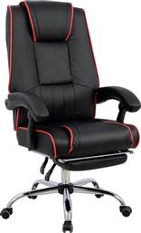 HomeMarkt HM1089.01 Καρέκλα Gaming Δερματίνης με Υποπόδιο Μαύρη