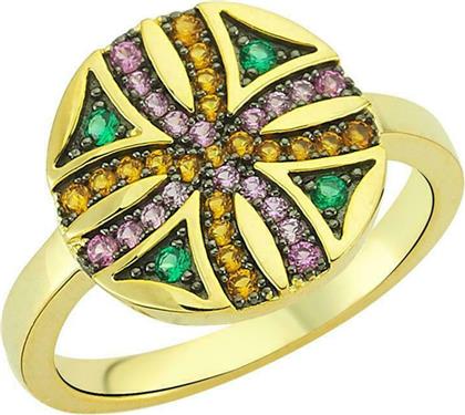 Honor Omano Γυναικείο Δαχτυλίδι Sirius Star με Πέτρες από Ασήμι Επιχρυσωμένο