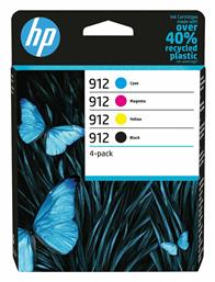 HP 912 Πακέτο 4 Μελανιών Εκτυπωτή InkJet Κίτρινο / Κυανό / Ματζέντα / Μαύρο (6ZC74AE)