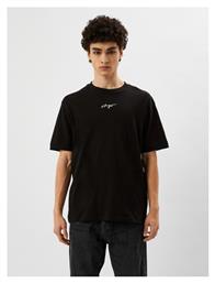 Hugo Boss Ανδρικό T-shirt Μαύρο με Στάμπα