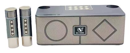 Ηχείο Karaoke με Ασύρματα Μικρόφωνα και Εφέ Φωτισμού YS215 σε Γκρι Χρώμα