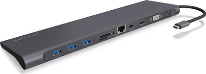 Icy Box USB-C Docking Station με HDMI/DisplayPort 4K PD Ethernet και σύνδεση 2 Οθονών Μαύρο (IB-DK2102-C)