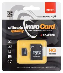 IMRO microSDHC 8GB Class 10 High Speed με αντάπτορα