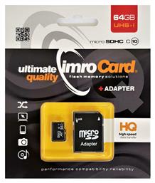 IMRO microSDXC 64GB Class 10 U3 UHS-I με αντάπτορα από το Elektrostore24