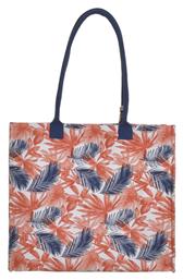 Inart Υφασμάτινη Τσάντα Θαλάσσης Floral Πορτοκαλί