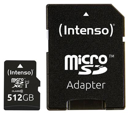 Intenso microSDXC 512GB Class 10 U1 UHS-I με αντάπτορα